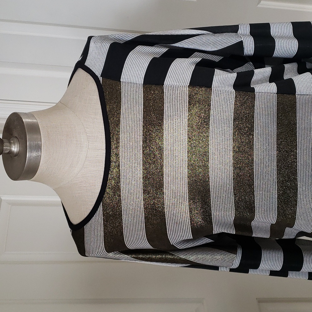 ALEMBIKA Liquid Gold Striped Long Sleeve Tunic Top Lagenlook Metallic Size 1 - Picture 6 of 14